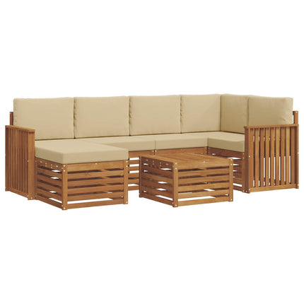 Utomhussoffset 7 st Naturlig och Beige Polyester