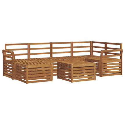 Sektionsoffgrupp 7 pcs Naturfärg Massivt Akaciaträ