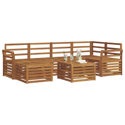 Sektionsoffgrupp 7 pcs Naturfärg Massivt Akaciaträ