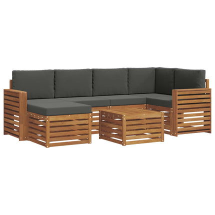 Sektionsoffgrupp 7 pcs Naturlig och Antracit Massivt Akaciaträ