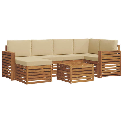Utomhussoffset 7 st Naturlig och Beige Polyester