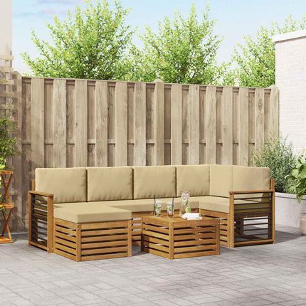 Sektionsoffgrupp 7 pcs Naturlig och Beige Massivt Akaciaträ