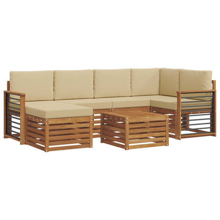 Utomhussoffset 7 st Naturlig och Beige Polyester
