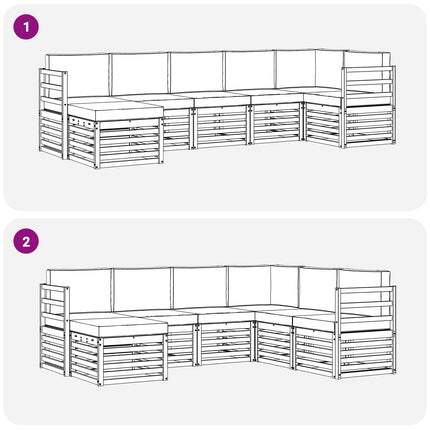 Sektionsoffgrupp 7 pcs Naturlig och Ljus Grå Massivt Akaciaträ