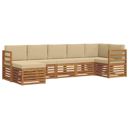 Sektionsoffgrupp 7 pcs Naturlig och Beige Massivt Akaciaträ