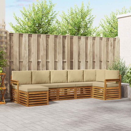 Sektionsoffgrupp 7 pcs Naturlig och Beige Massivt Akaciaträ