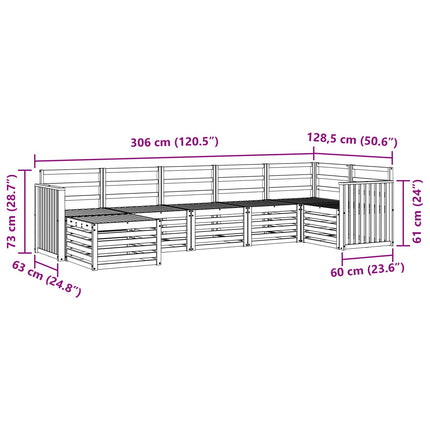 Sektionsoffgrupp 7 pcs Naturfärg Massivt Akaciaträ