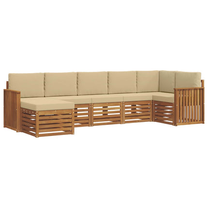 Sektionsoffgrupp 7 pcs Naturlig och Beige Massivt Akaciaträ