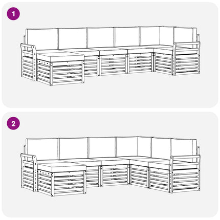 Sektionsoffgrupp 7 pcs Naturlig och Ljus Grå Massivt Akaciaträ