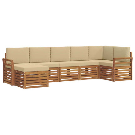 Sektionsoffgrupp 7 pcs Naturlig och Beige Massivt Akaciaträ