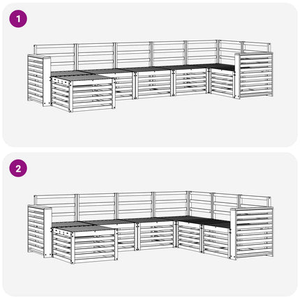 Sektionsoffgrupp 7 pcs Naturfärg Massivt Akaciaträ