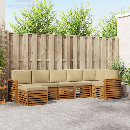 Sektionsoffgrupp 7 pcs Naturlig och Beige Massivt Akaciaträ