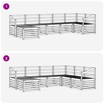 Sektionsoffgrupp 7 pcs Naturfärg Massivt Akaciaträ