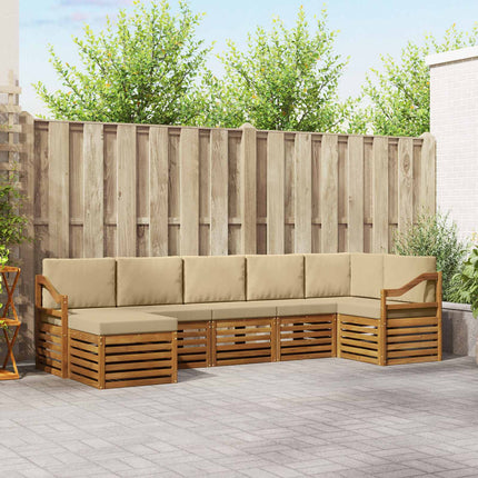 Sektionsoffgrupp 7 pcs Naturlig och Beige Massivt Akaciaträ
