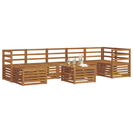 Utomhussoffset 8 pcs Naturfärg Massivt Akaciaträ