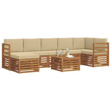 Utomhussoffset 8 pcs Naturlig och Beige Massivt Akaciaträ