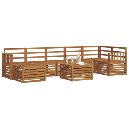 Utomhussoffset 8 pcs Naturfärg Massivt Akaciaträ