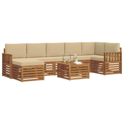 Utomhussoffset 8 pcs Naturlig och Beige Massivt Akaciaträ