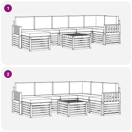 Utomhussoffset 8 pcs Naturlig och Beige Massivt Akaciaträ