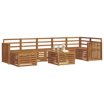 Utomhussoffset 8 pcs Naturfärg Massivt Akaciaträ
