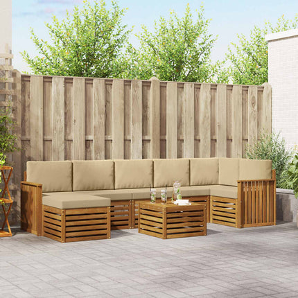 Utomhussoffset 8 pcs Naturlig och Beige Massivt Akaciaträ