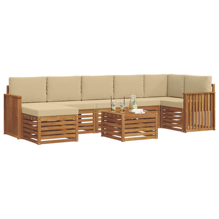 Utomhussoffset 8 pcs Naturlig och Beige Massivt Akaciaträ