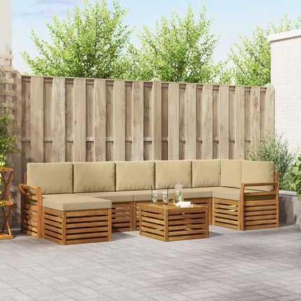 Utomhussoffset 8 pcs Naturlig och Beige Massivt Akaciaträ