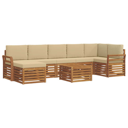 Utomhussoffset 8 pcs Naturlig och Beige Massivt Akaciaträ