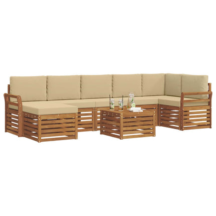 Utomhussoffset 8 pcs Naturlig och Beige Massivt Akaciaträ