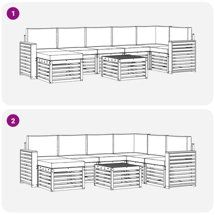 Utomhussoffset 8 pcs Naturlig och Ljus Grå Massivt Akaciaträ