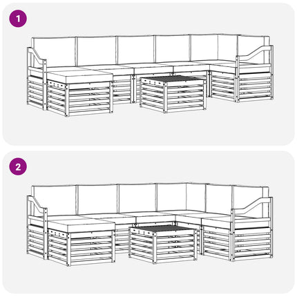 Utomhussoffset 8 pcs Naturlig och Grädde Massivt Akaciaträ