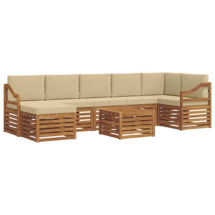 Utomhussoffset 8 pcs Naturlig och Beige Massivt Akaciaträ