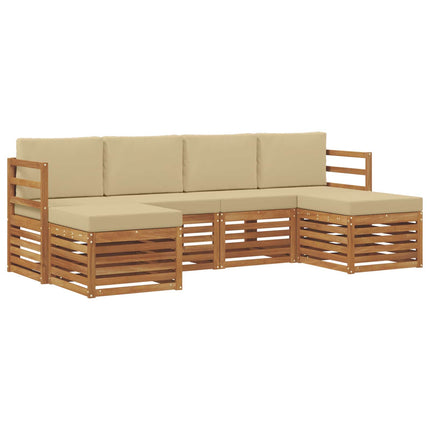 Soffgrupper 6 pcs Naturlig och Beige Massivt Akaciaträ