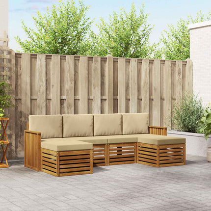 Soffgrupper 6 pcs Naturlig och Beige Massivt Akaciaträ