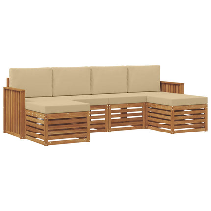 Soffgrupper 6 pcs Naturlig och Beige Massivt Akaciaträ