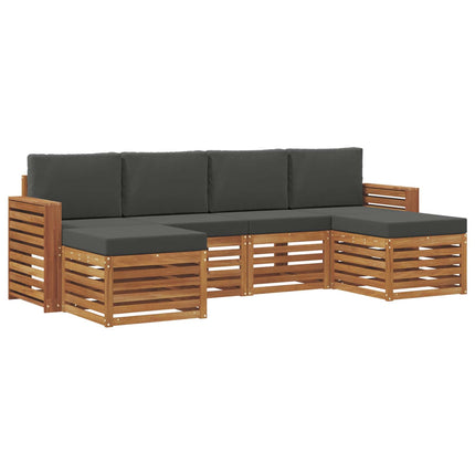 Soffgrupper 6 pcs Naturlig och Antracit Massivt Akaciaträ