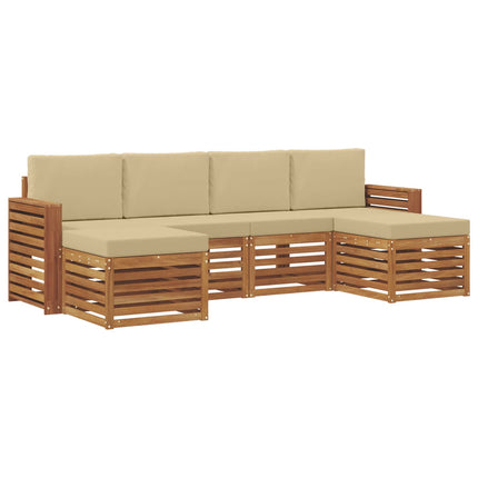 Soffgrupper 6 pcs Naturlig och Beige Massivt Akaciaträ