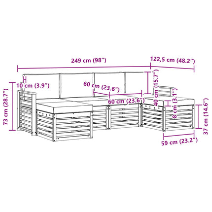 Soffgrupper 6 pcs Naturlig och Grädde Massivt Akaciaträ