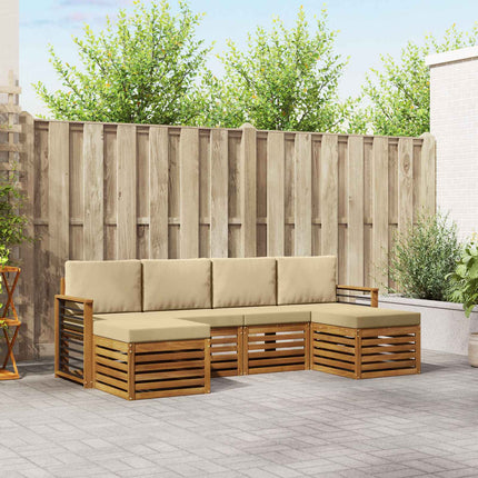 Soffgrupper 6 pcs Naturlig och Beige Massivt Akaciaträ