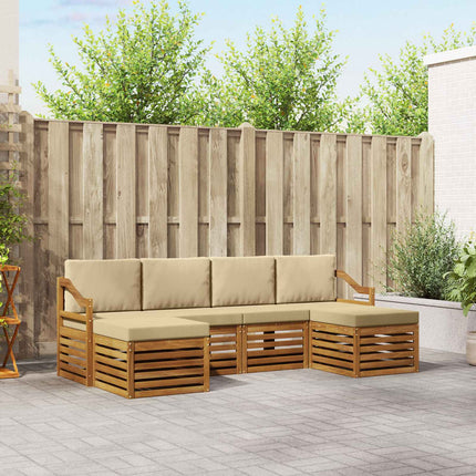 Soffgrupper 6 pcs Naturlig och Beige Massivt Akaciaträ