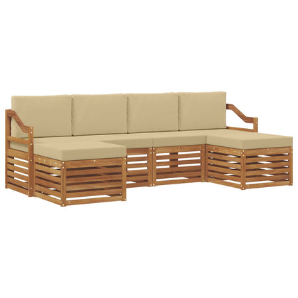 Soffgrupper 6 pcs Naturlig och Beige Massivt Akaciaträ