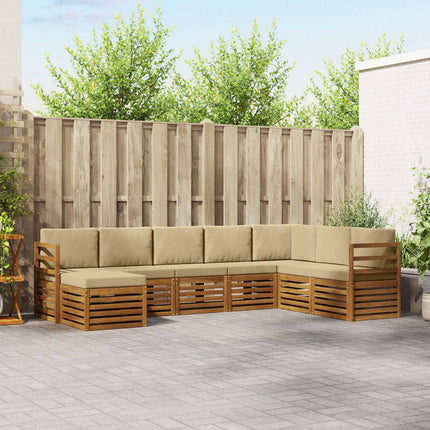 Utomhussoffset 8 pcs Naturlig och Beige Massivt Akaciaträ