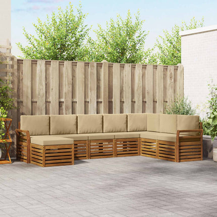 Utomhussoffset 8 pcs Naturlig och Beige Massivt Akaciaträ