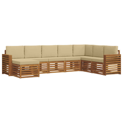 Utomhussoffset 8 pcs Naturlig och Beige Massivt Akaciaträ