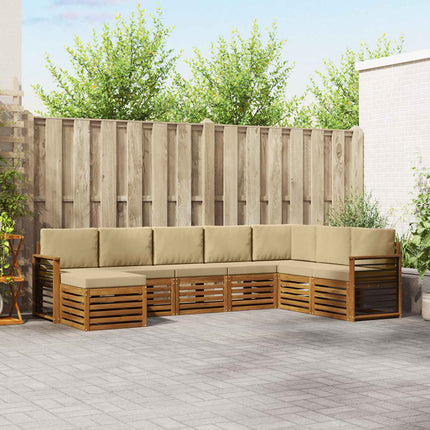 Utomhussoffset 8 pcs Naturlig och Beige Massivt Akaciaträ
