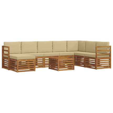 Utomhussoffset 9 pcs Naturlig och Beige Massivt Akaciaträ