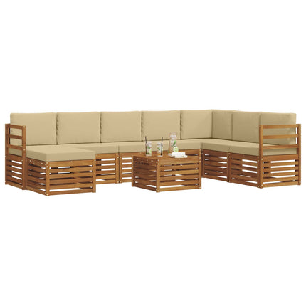 Utomhussoffset 9 pcs Naturlig och Beige Massivt Akaciaträ