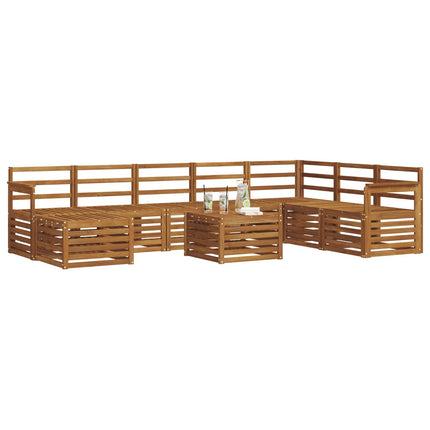 Utomhussoffset 9 pcs Naturfärg Massivt Akaciaträ