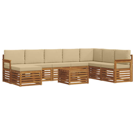 Utomhussoffset 9 pcs Naturlig och Beige Massivt Akaciaträ