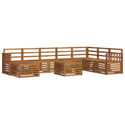 Utomhussoffset 9 pcs Naturfärg Massivt Akaciaträ